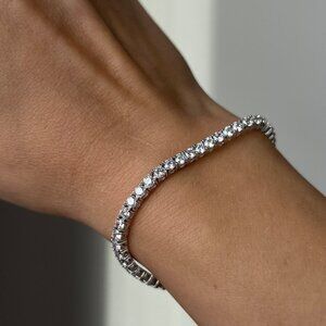 SALE! 3mm Moissanite Tennis Bracelet S925 SILVER GRA Cert Pass Tester